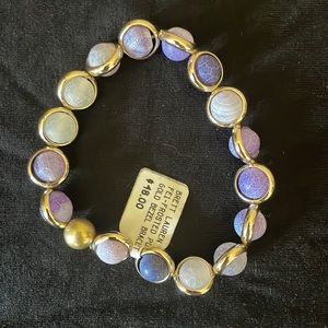 NWT Brett Lauren Gold Bezel Bracelet with 3/8” Fri Frosted Purple Stones